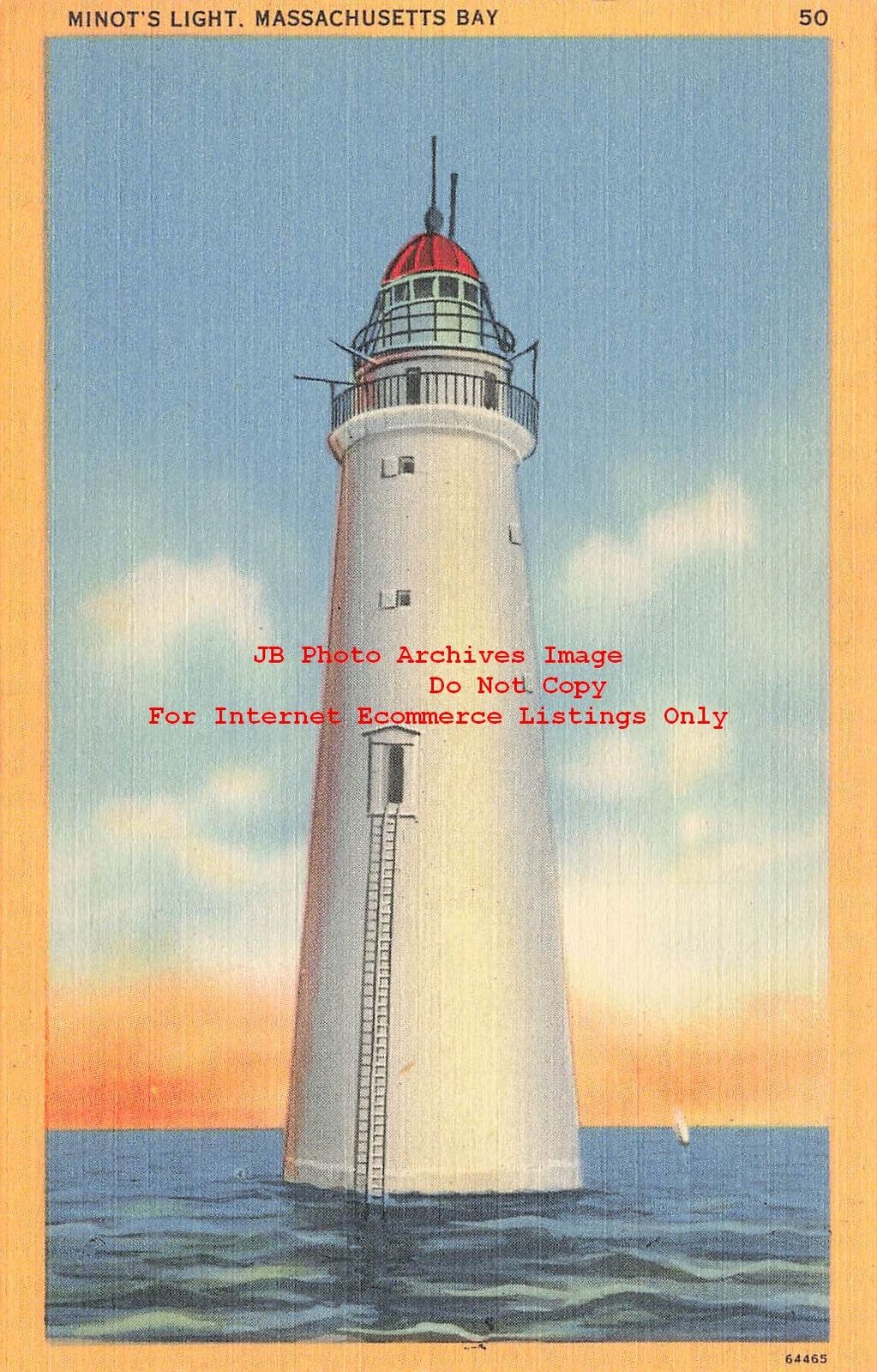 MA, Scituate, Massachusetts, Minot\'s Lighthouse, Tichnor No 64465