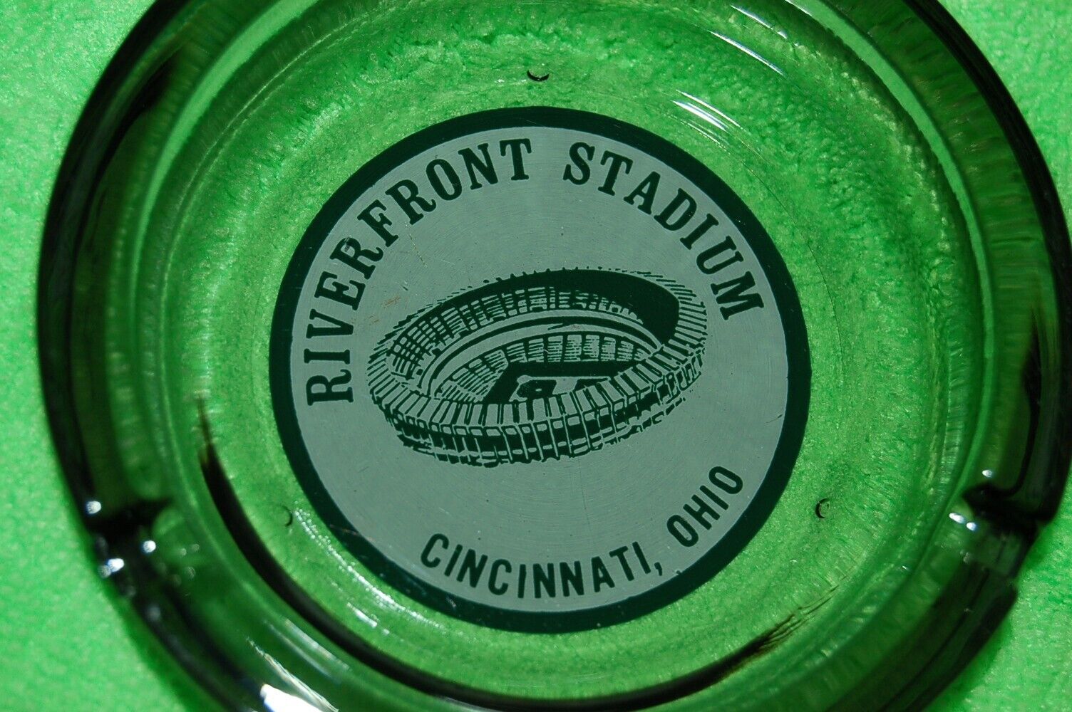 Vintage Glass Riverfront Stadium Ashtray Cincinnati Reds Bengals