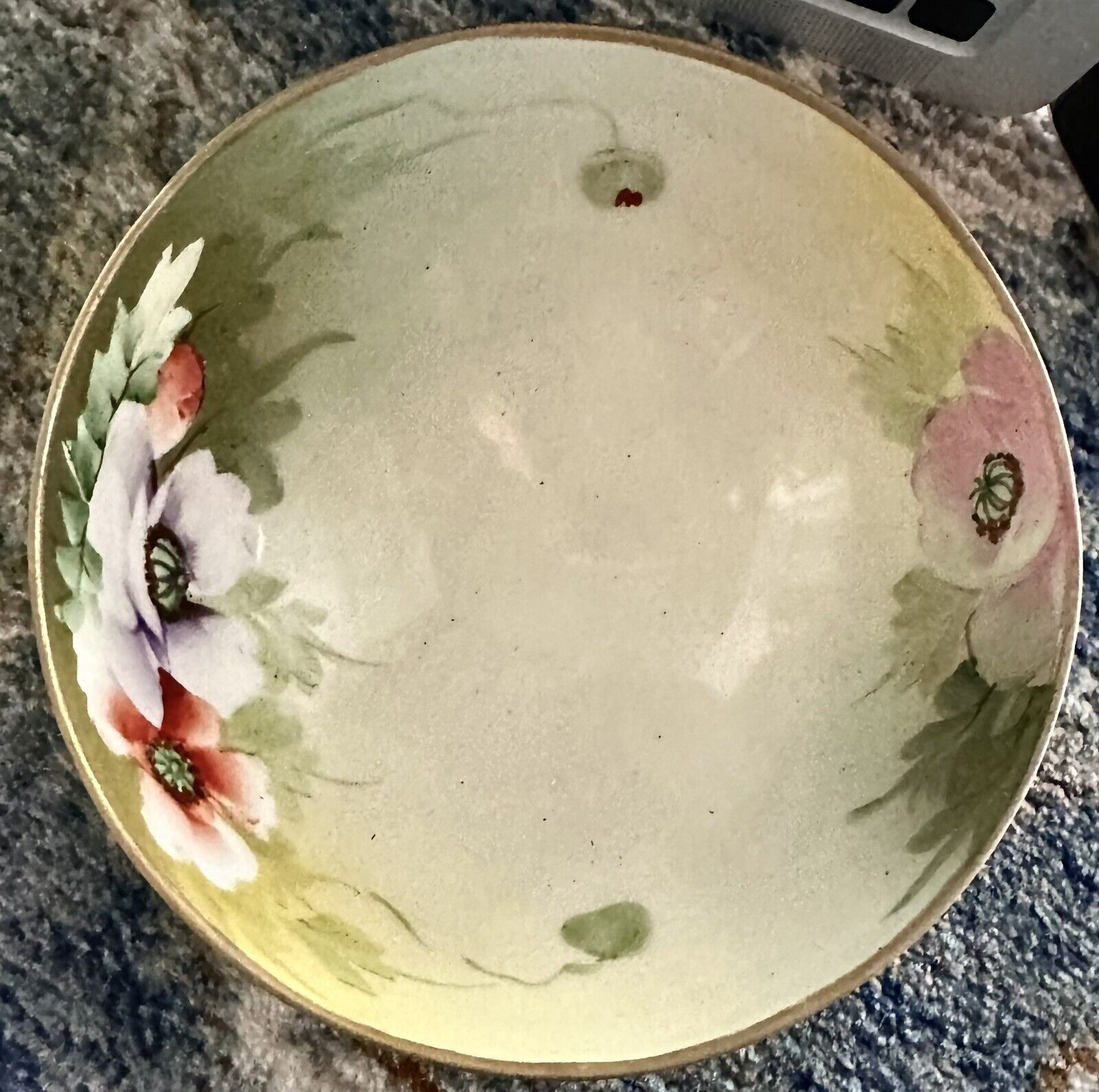 Vintage  Hand Painted Floral Bowl Nippon 3 footed Display Candy Nut Bowl 4.5\