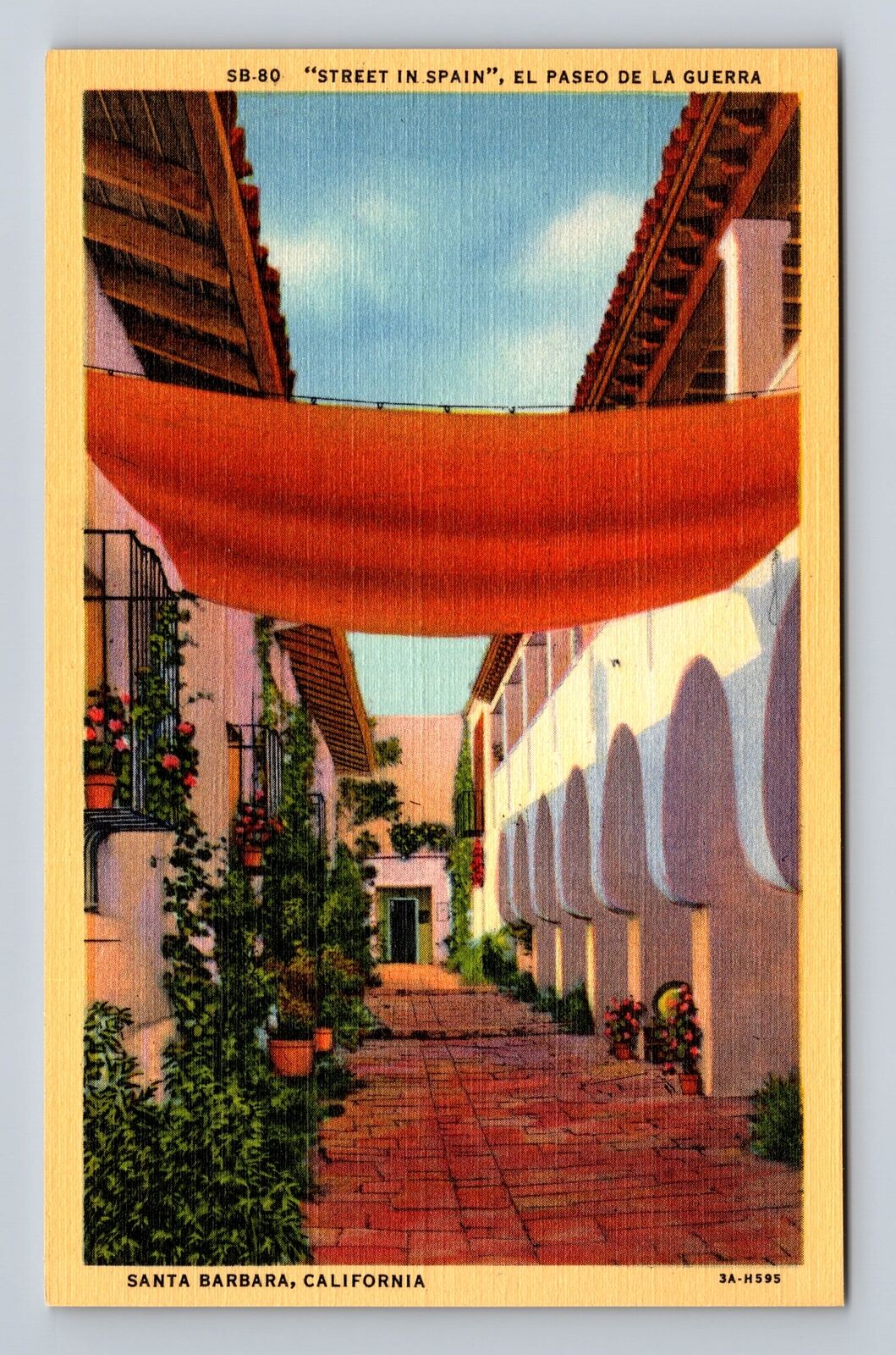 Santa Barbara CA-California, El Paseo De La Guerra, Spanish St Vintage Postcard