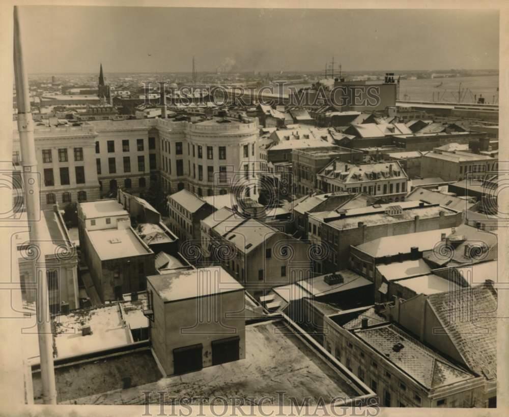 1958 Press Photo Birds-Eye View Of Snow in New Orleans - noc65777