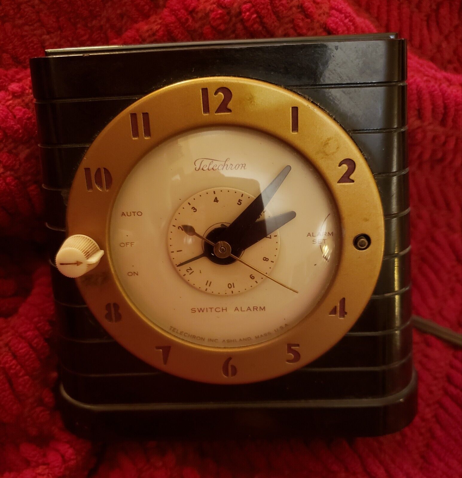 Vintage 1940s Telechron Switch Alarm Electric Clock 