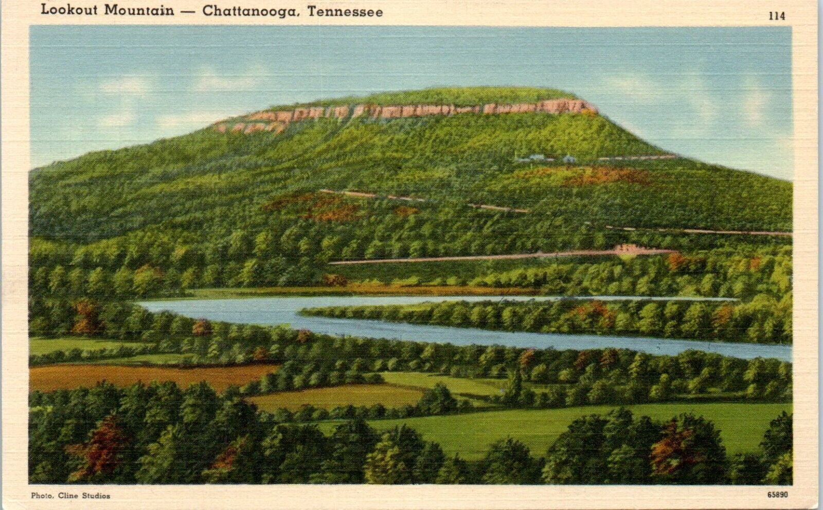 c1940s Linen Postcard Chattanooga TN Tennessee Lookout Mountain