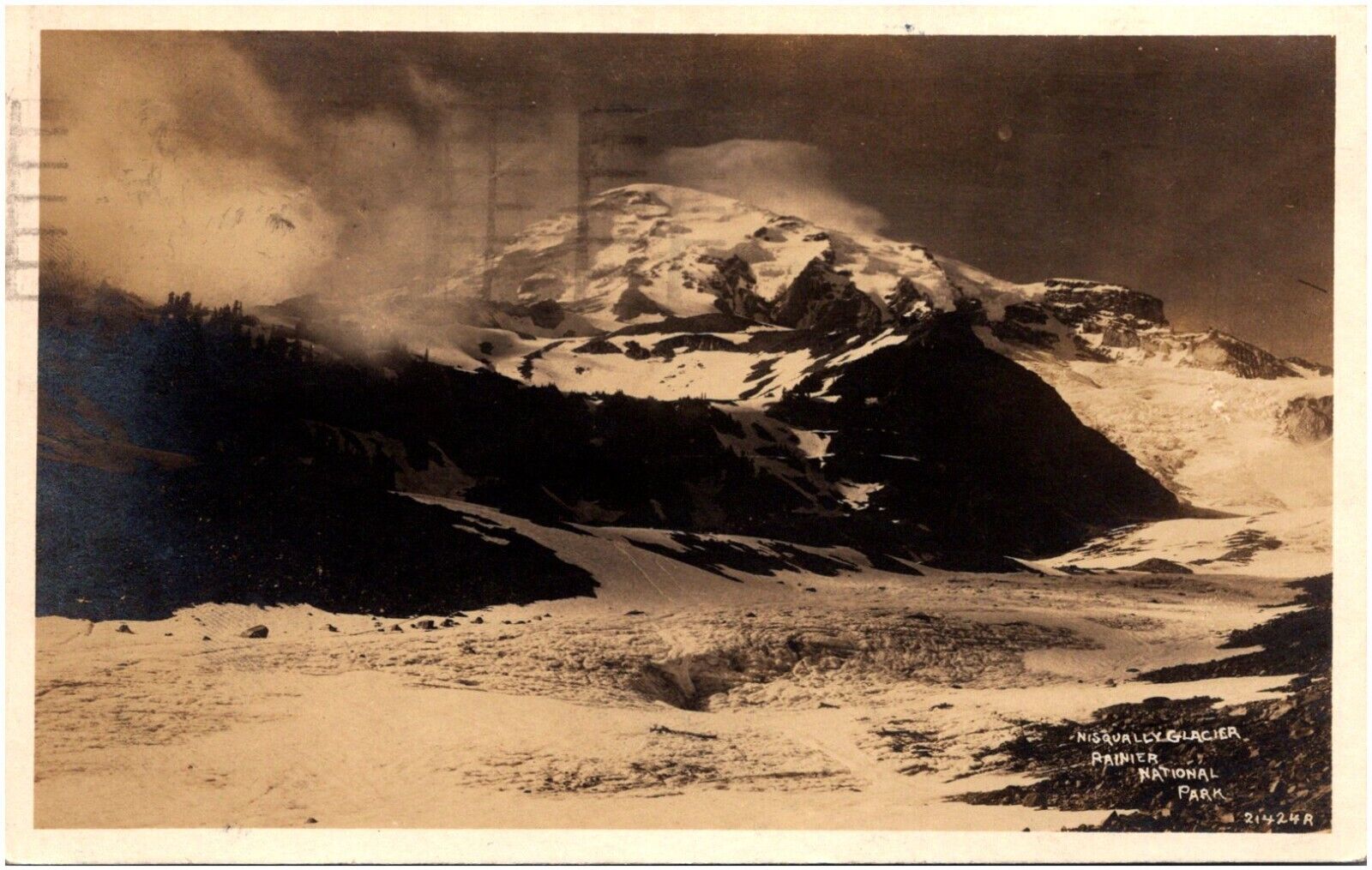 Nisqually Glacier Rainier National Park Washington WA 1917 RPPC Postcard Photo