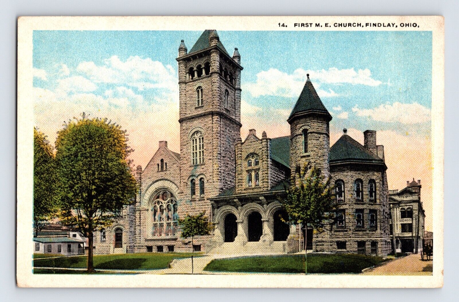 Postcard Ohio Findlay OH First Methodist Church 1930s Unposted White Border
