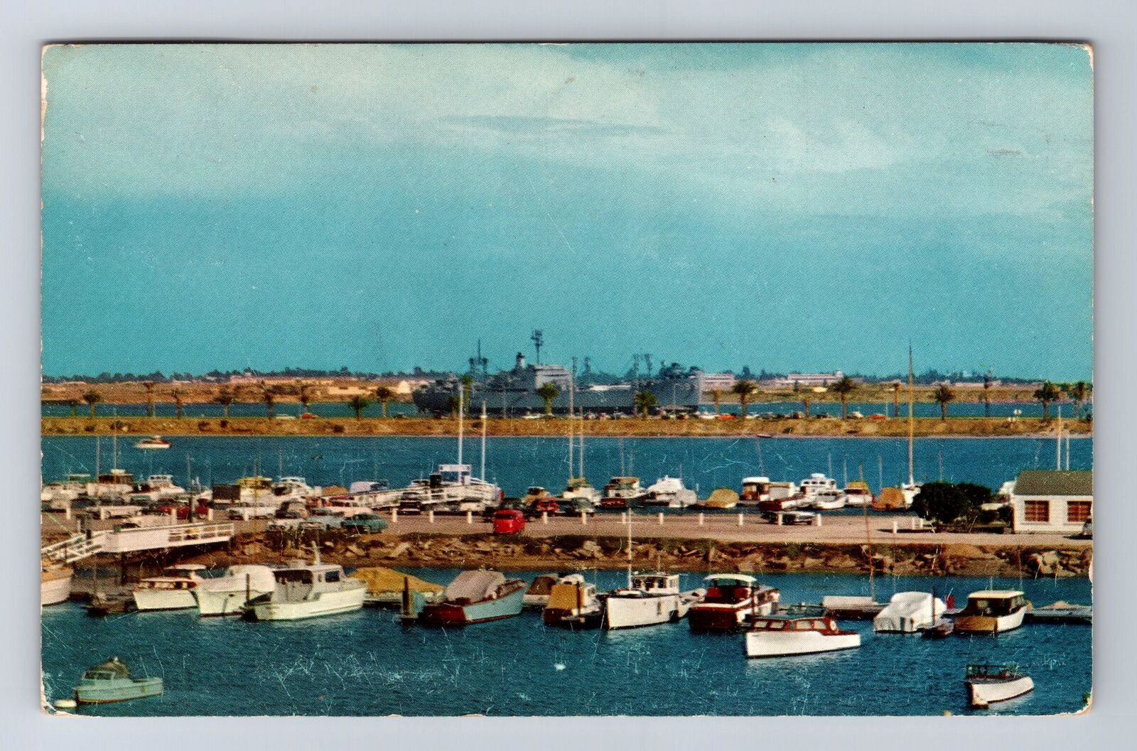 San Diego CA-California, Aerial Municipal Yacht Harbor, Vintage c1961 Postcard
