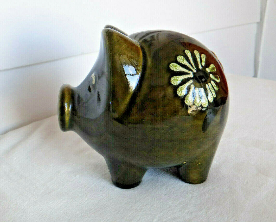 Vintage Scheurich Piggy Bank Green 793