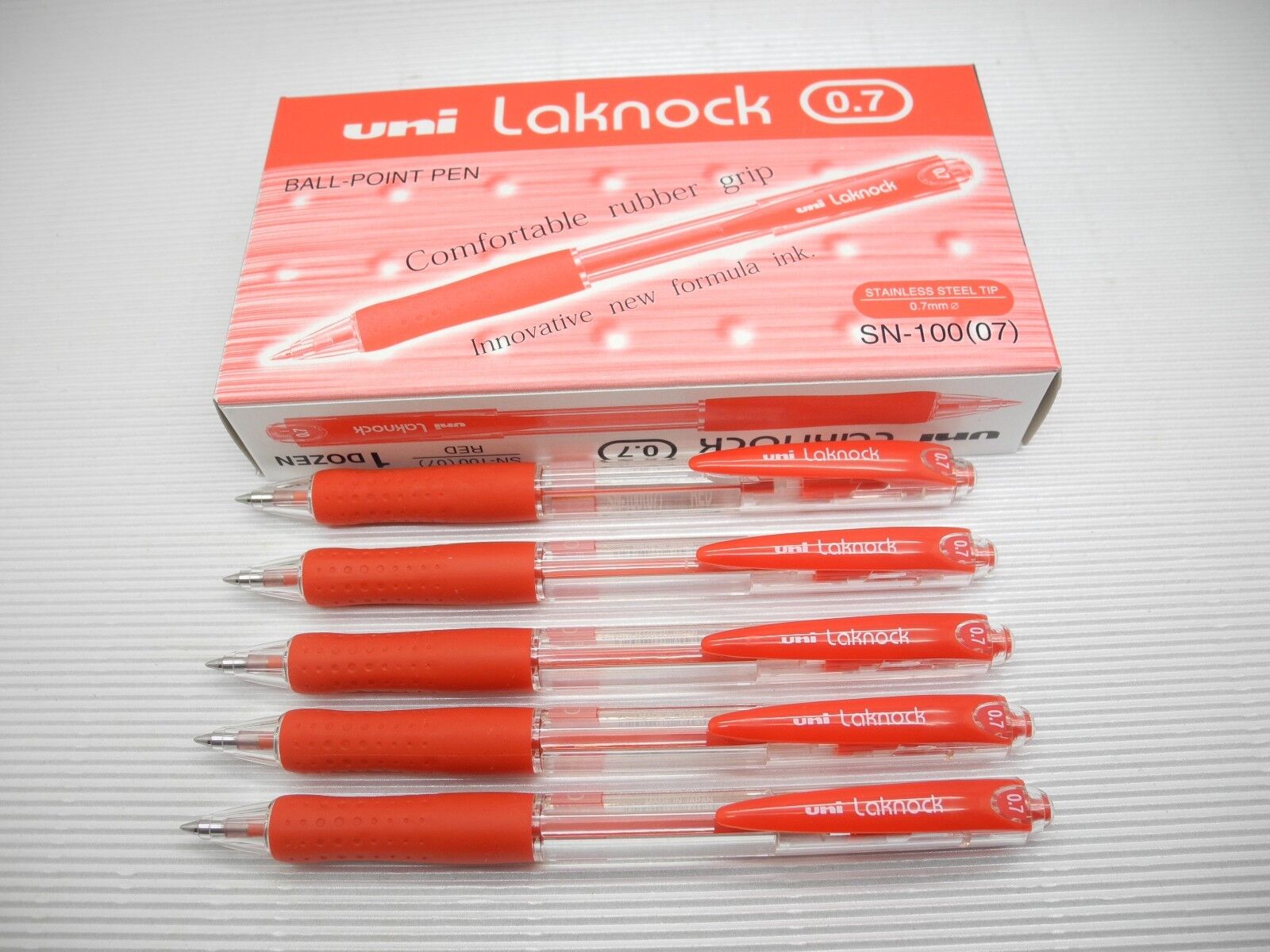 (Tracking No)12pcs UNI-BALL Laknock SN-100 0.7mm fine ball point pen RED(Japan)