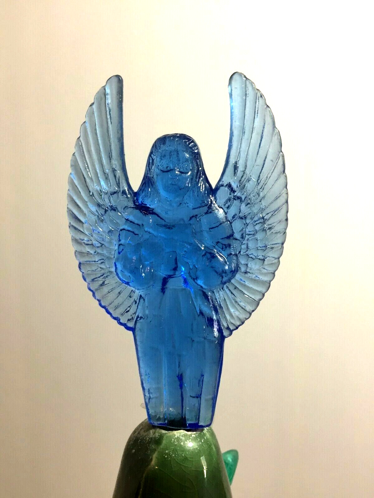 ANGEL LARGE BLUE Embossed TOPPER Ceramic Christmas Tree VINTAGE 