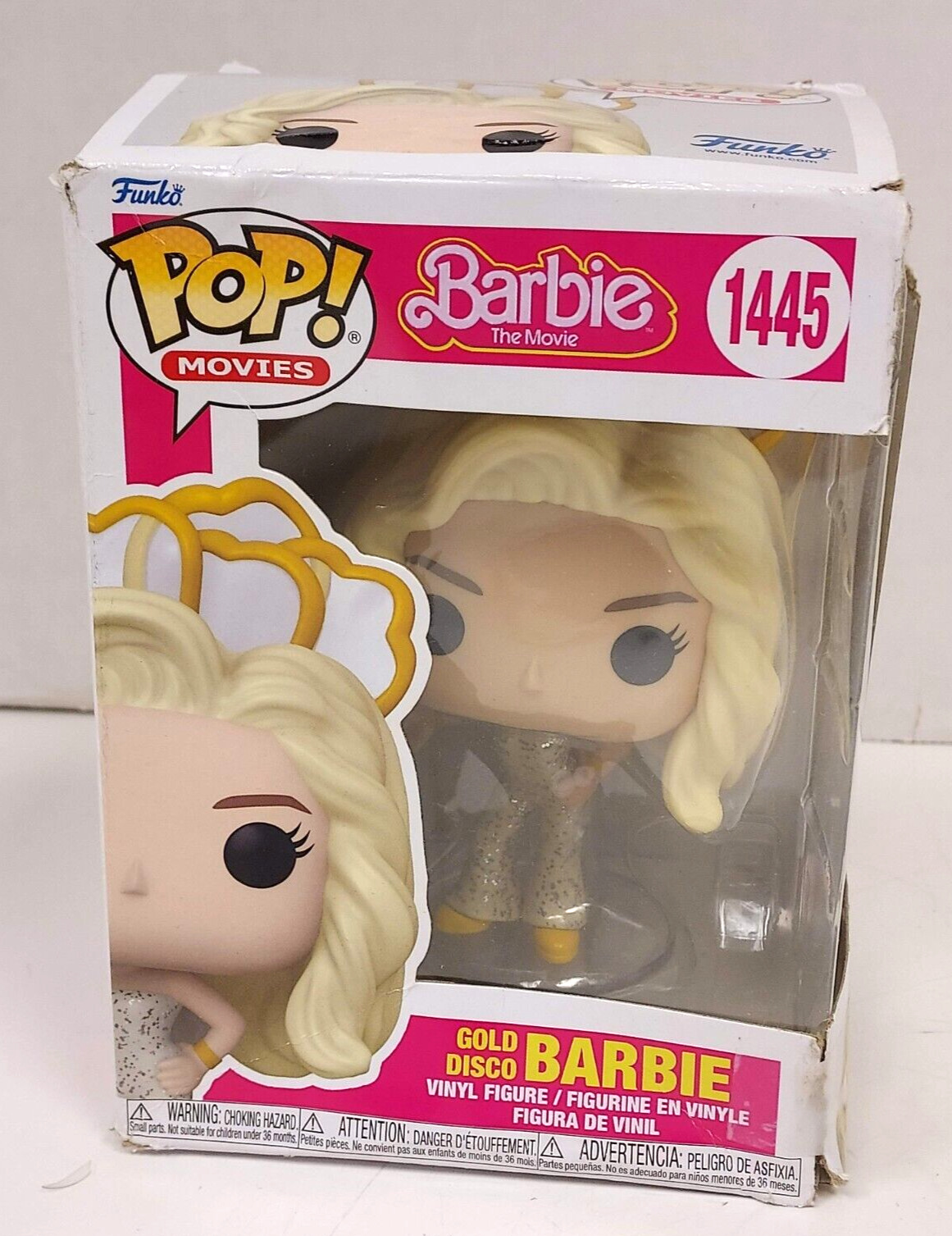 Funko Pop Barbie The Movie: Gold Disco Barbie Vinyl Figure 1445 - Damaged Box