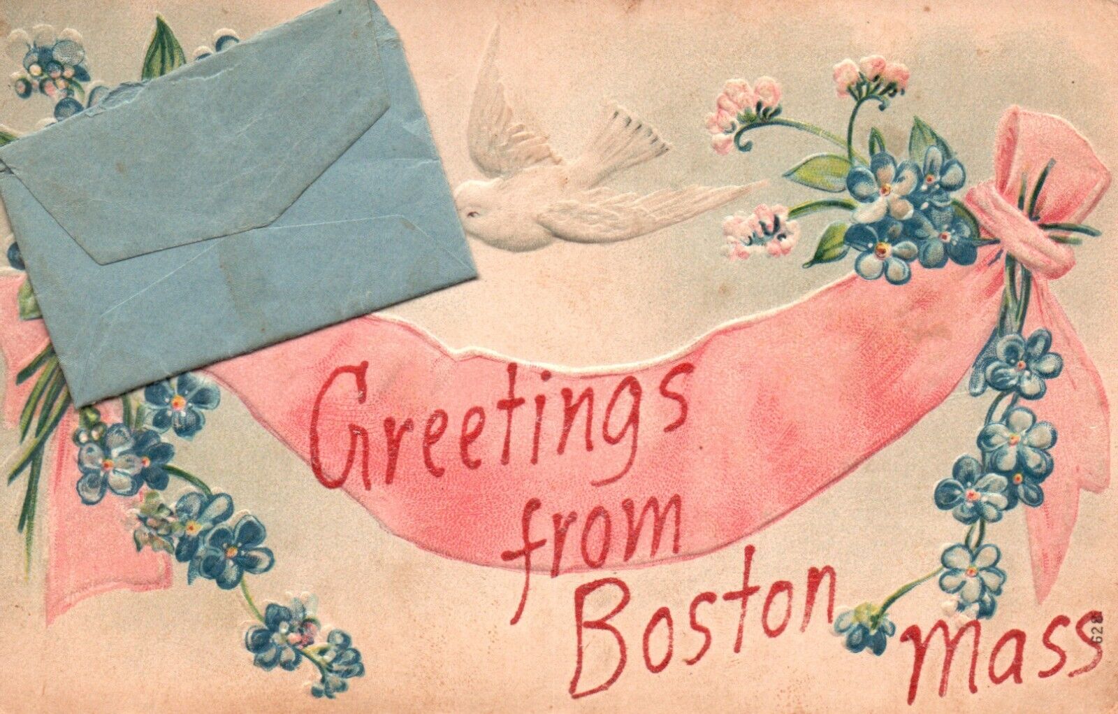 Postcard MA Greetings from Boston Massachusetts Embossed Vintage PC K543