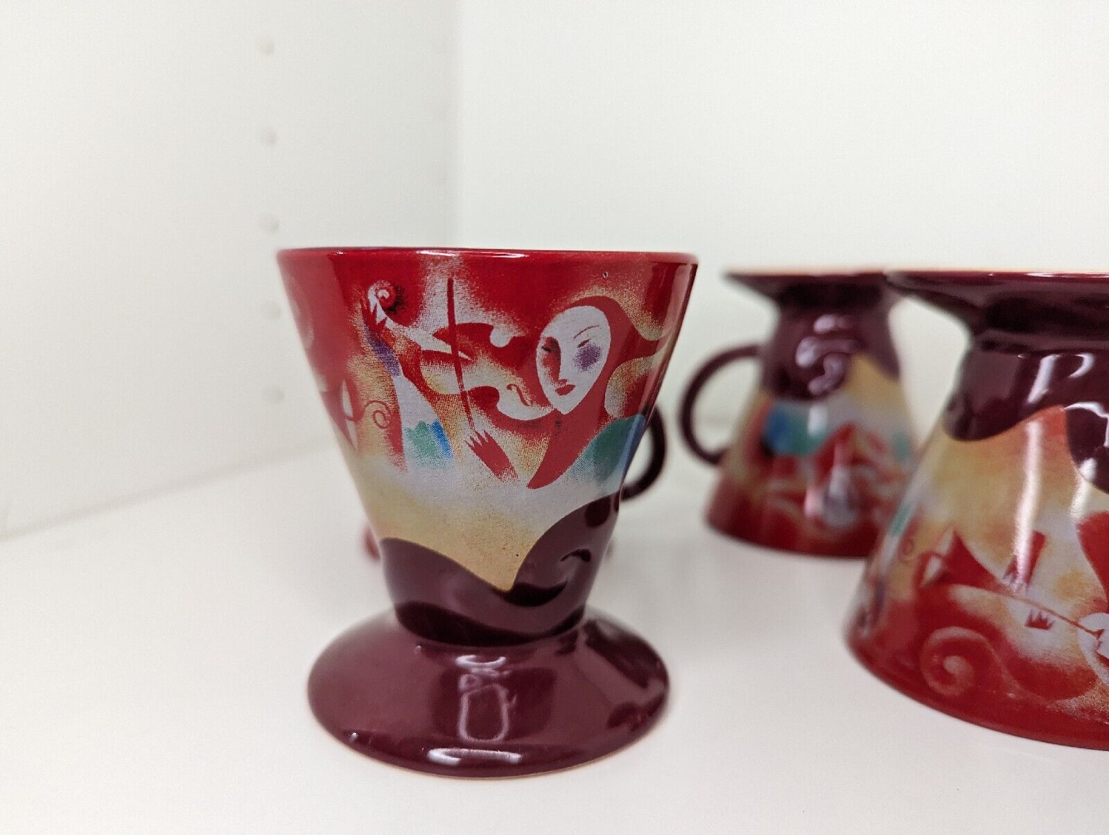 1999 Linda Frichtel Signed Musicians Dream Designer Coffee Cup Expresso 4x Mugs