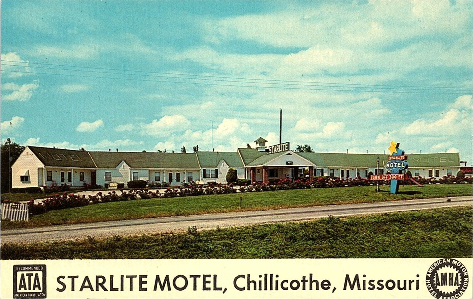 1950s CHILLICOTHE MISSOURI STARLITE MOTEL HWY 36 CHROME POSTCARD P1073