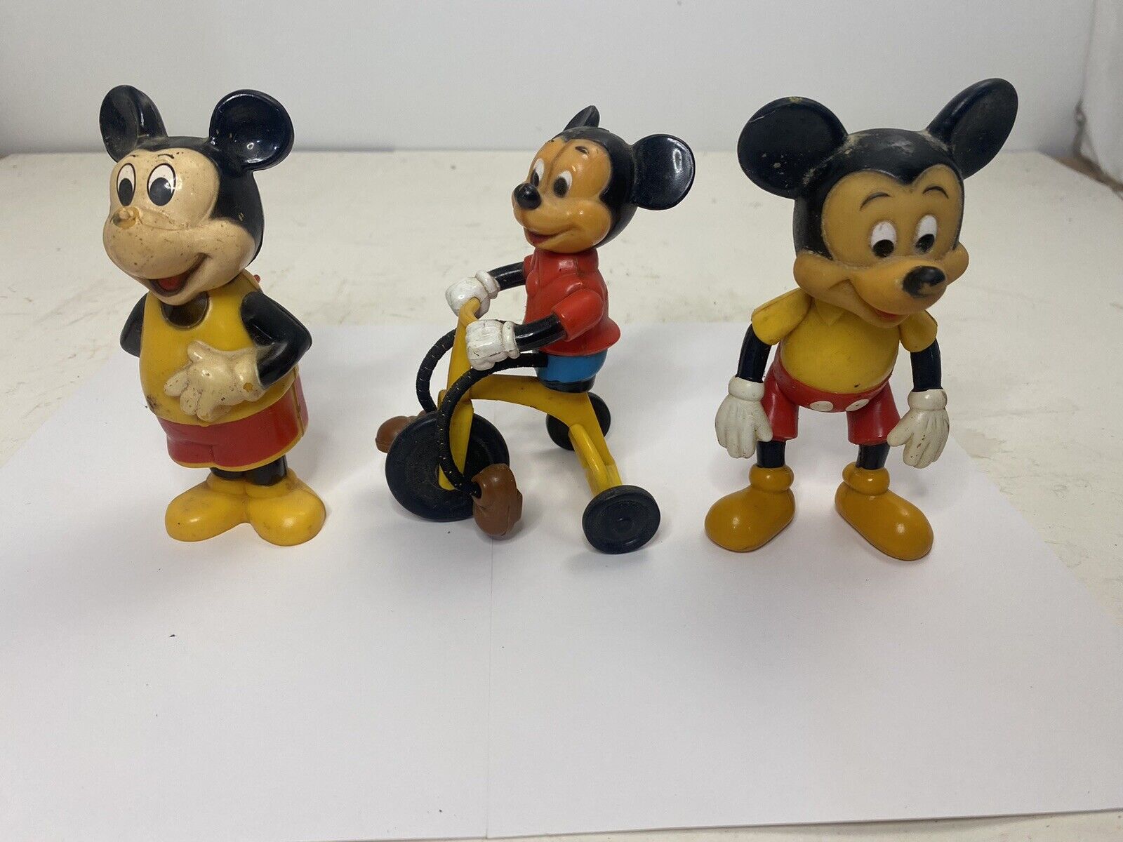 Mickey Mouse Walt Disney Productions Doll  Push Toy Lot Vintage