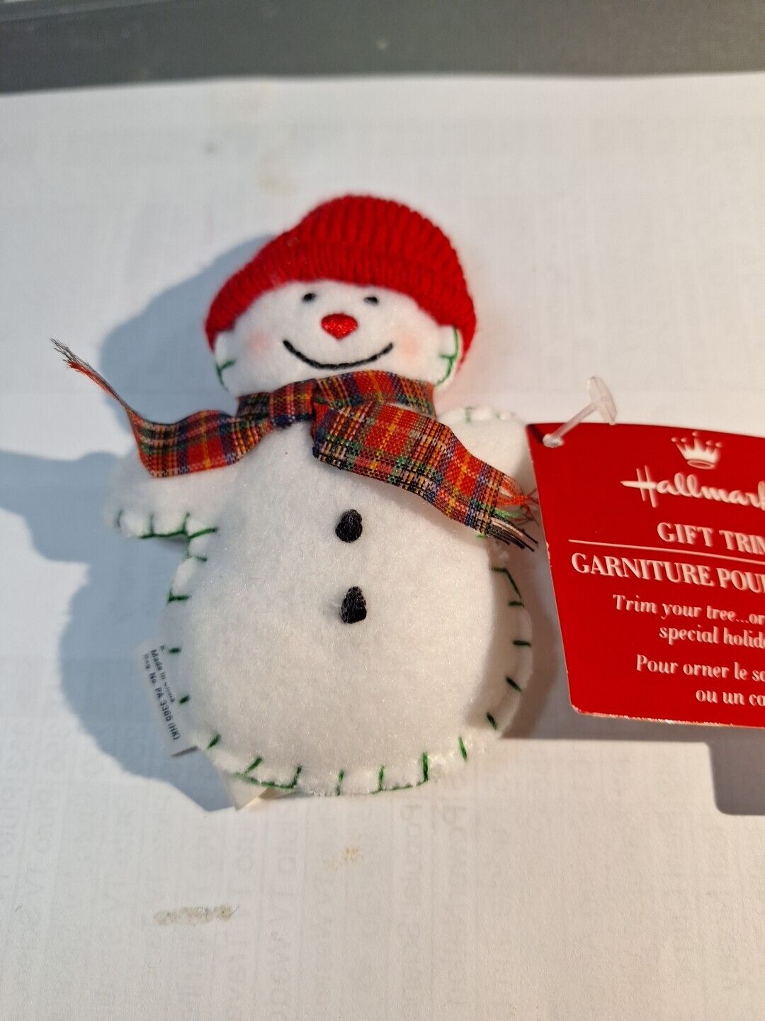 Hallmark Vintage 1980's Gift Trim Ornament w/Original Tags felt  Snowman