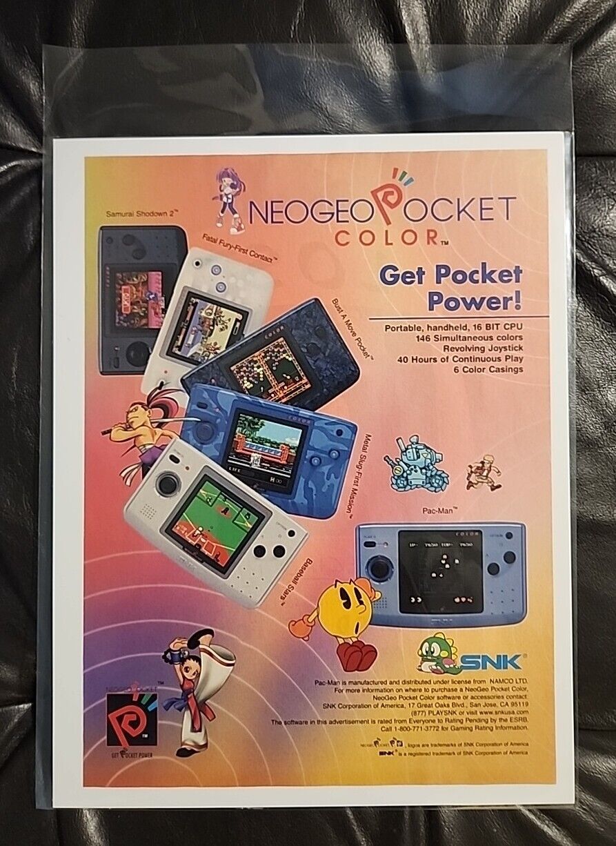 Vintage NeoGeo Pocket Color Print Magazine Ad Advertisement - Ready To Frame