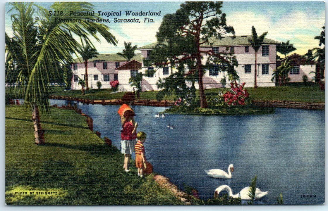 Postcard - Peaceful Tropical Wonderland Florasota Gardens, Sarasota, Florida