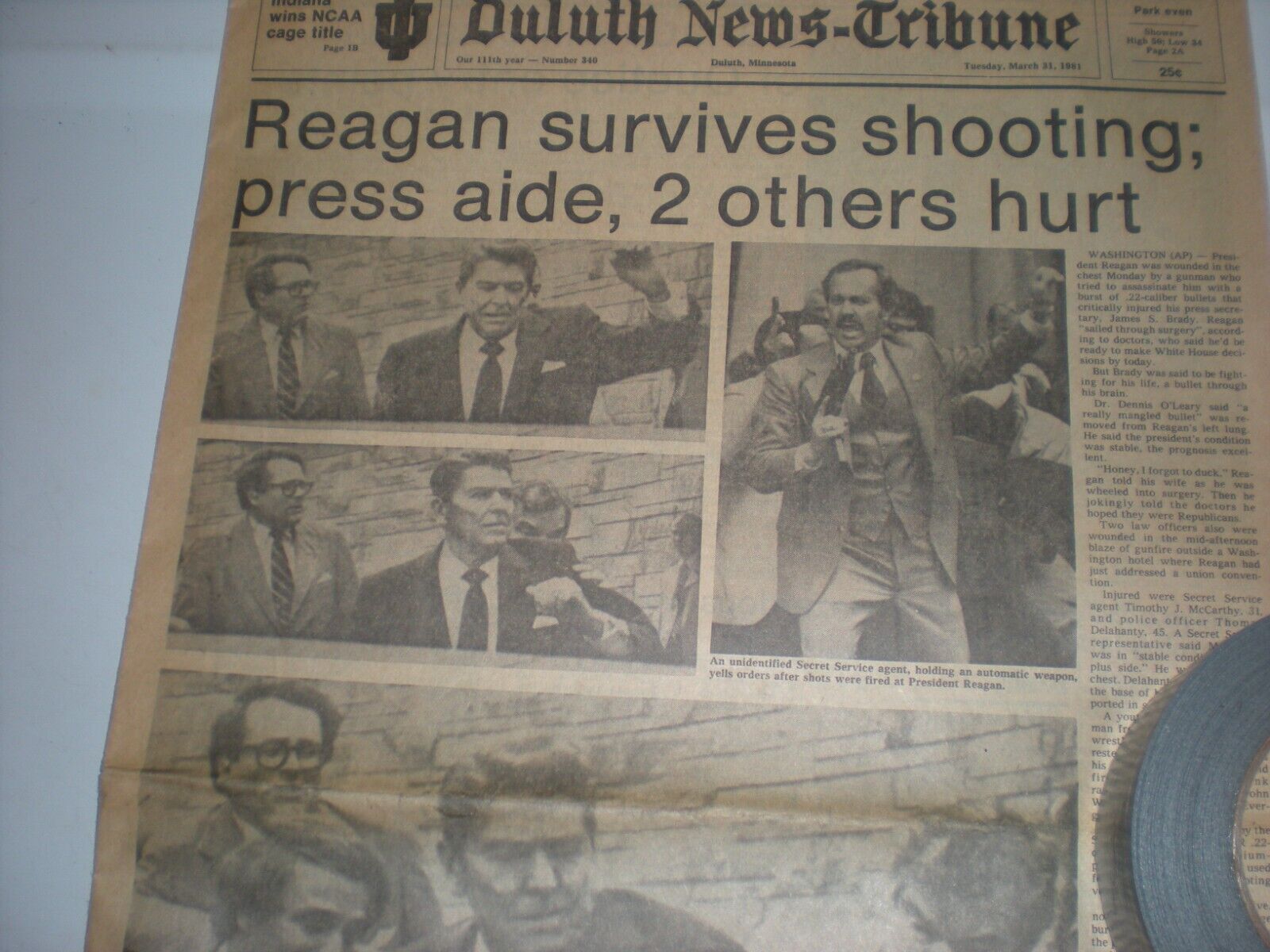 President Ronald Reagan Shot by John Hinkley,  Tuesday March 31, 1981