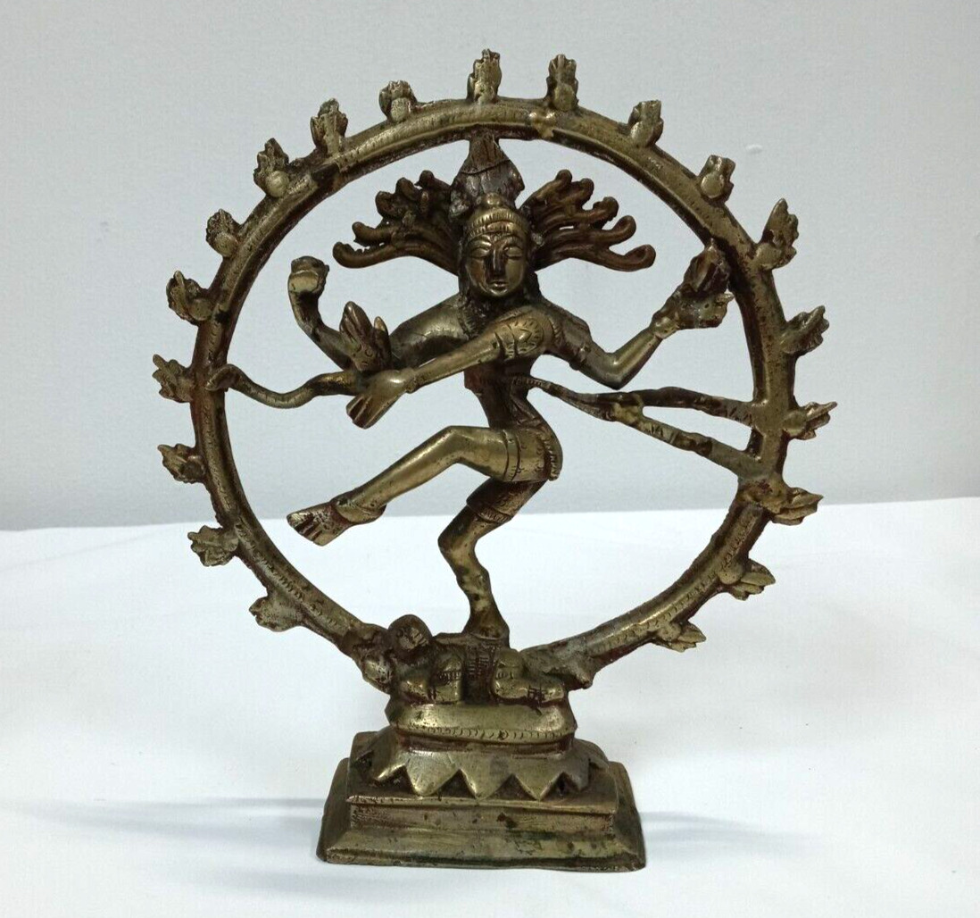 Vintage  Brass God of Dance Nataraja Lord Shiva Hindu Figurine Statue 8.25 in h