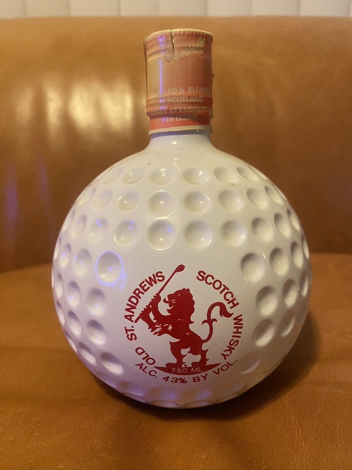 Vintage Old St. Andrews Golf Ball Shaped 750 ML Scotch Bottle 1988