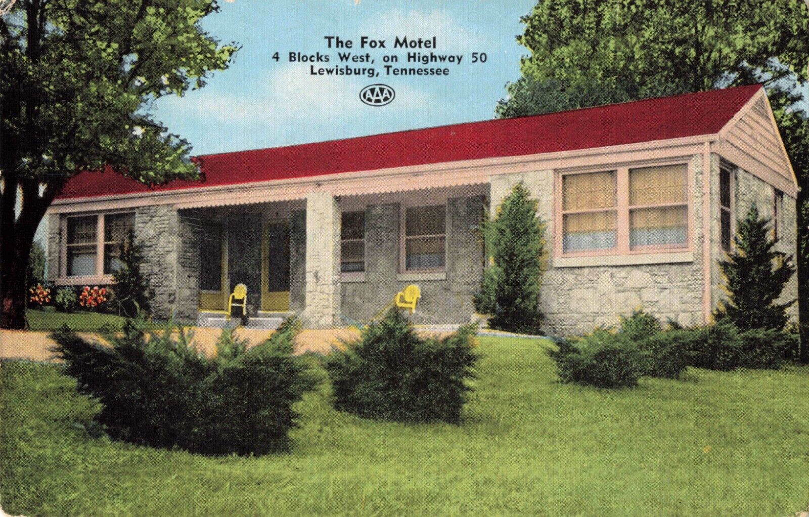 The Fox Motel Lewisburg Tennessee TN Linen c1950 Postcard