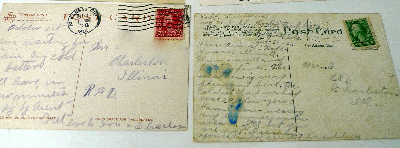 Postcard Vintage 1923 Posted Phostint Baltimore Hotel KC Missouri St Louis Fair