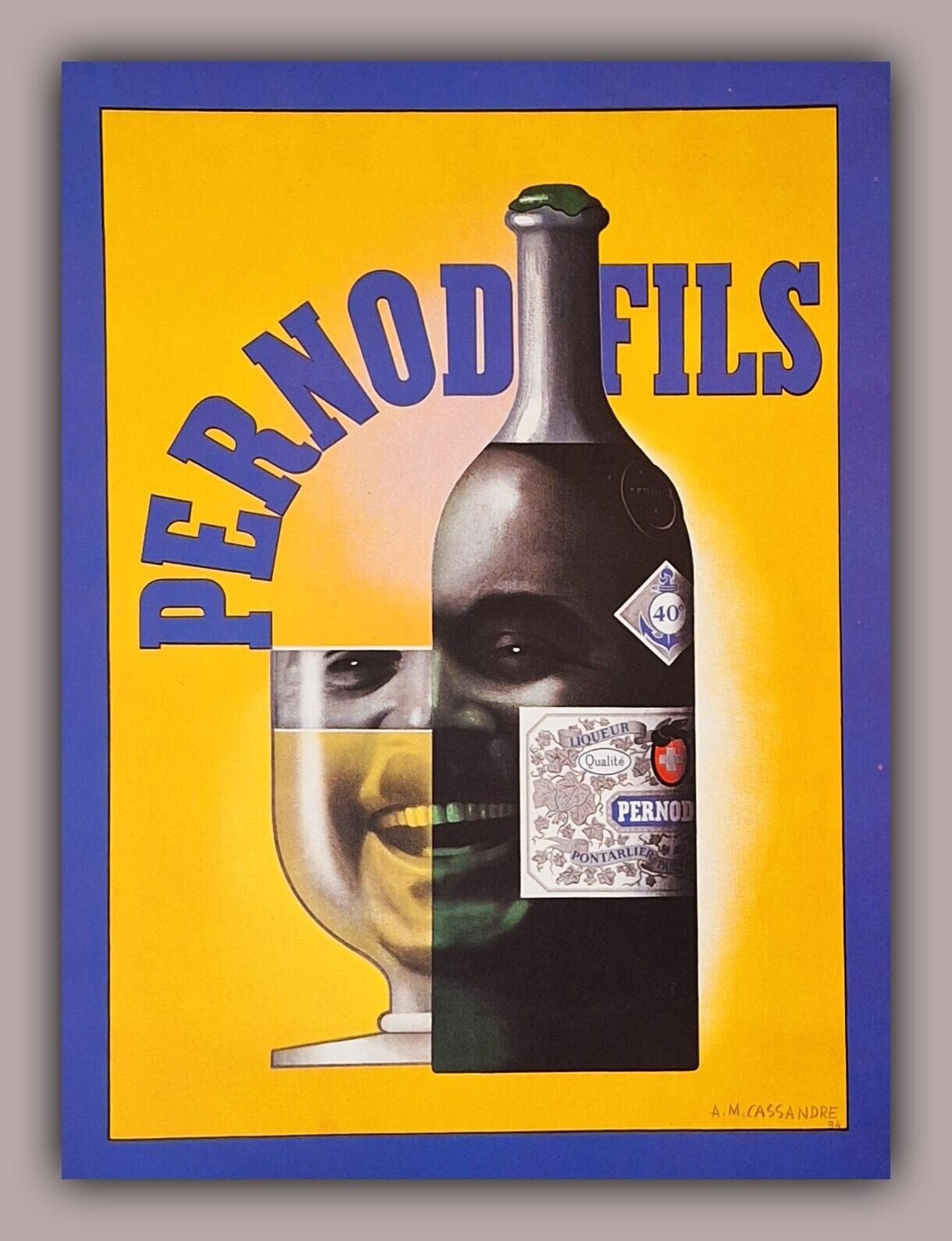 A. M. Cassandre Pernod Fils, Art Print from 1934 Poster, for framing Decor
