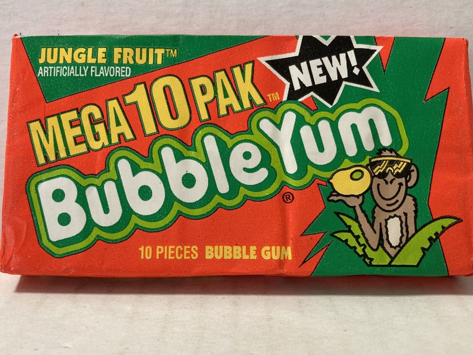 RARE Vintage 1980\'s BUBBLE YUM JUNGLE FRUIT MEGA 10 Pak Bubble Gum--NOS-Sealed