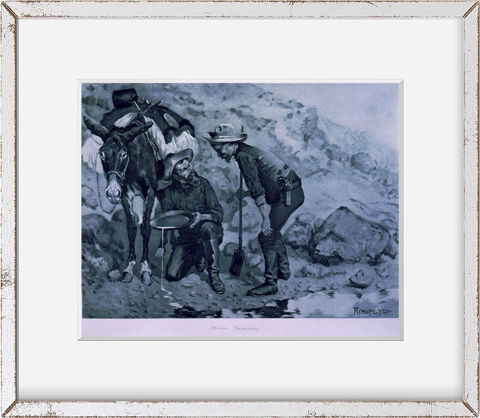 Photo: Miners Prospecting, Mules, Gold Mining, panning, Industry, Donkey, F Remi