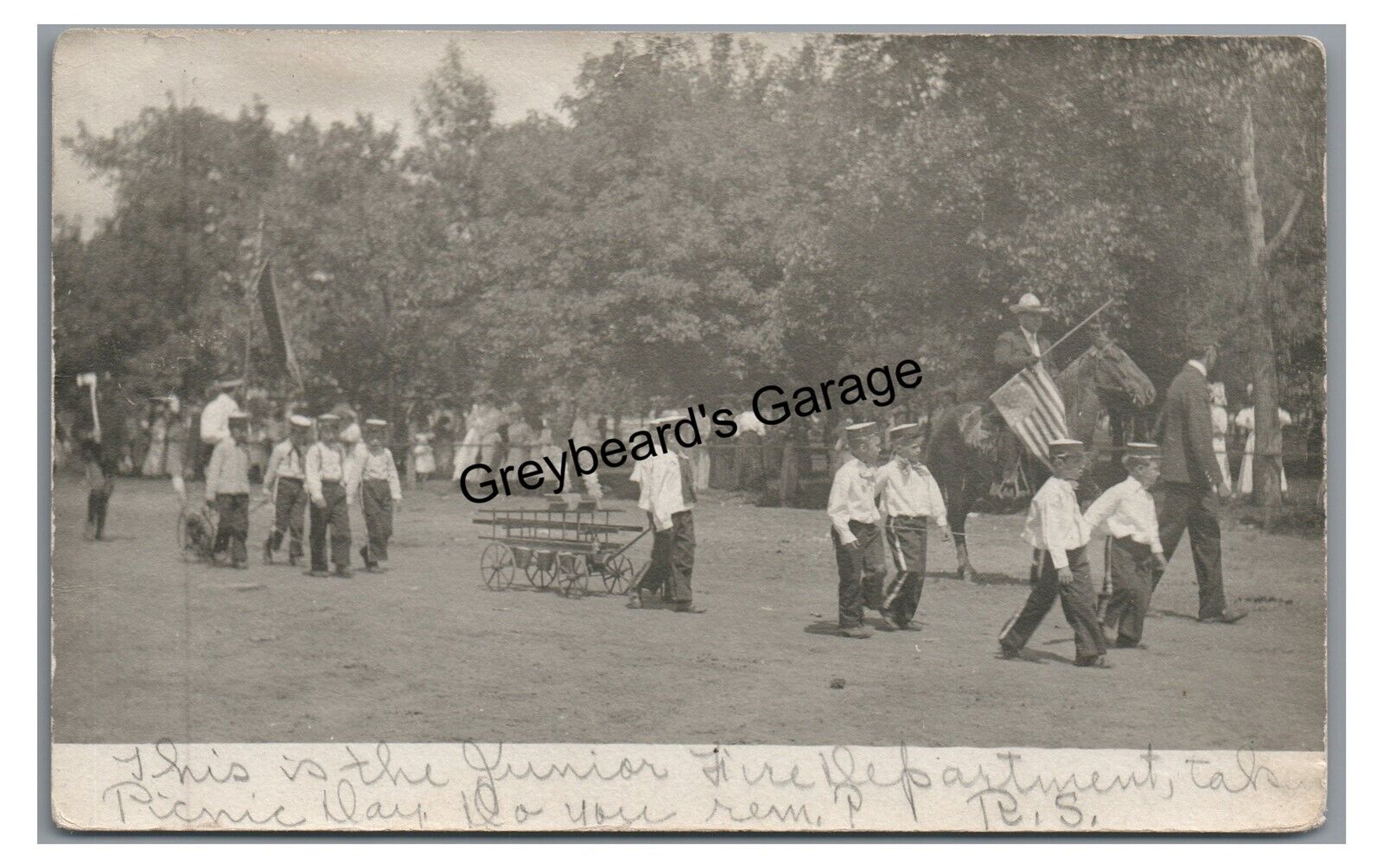 RPPC Childrens Firefighting Parade FROSTBURG MD Vintage Real Photo Postcard