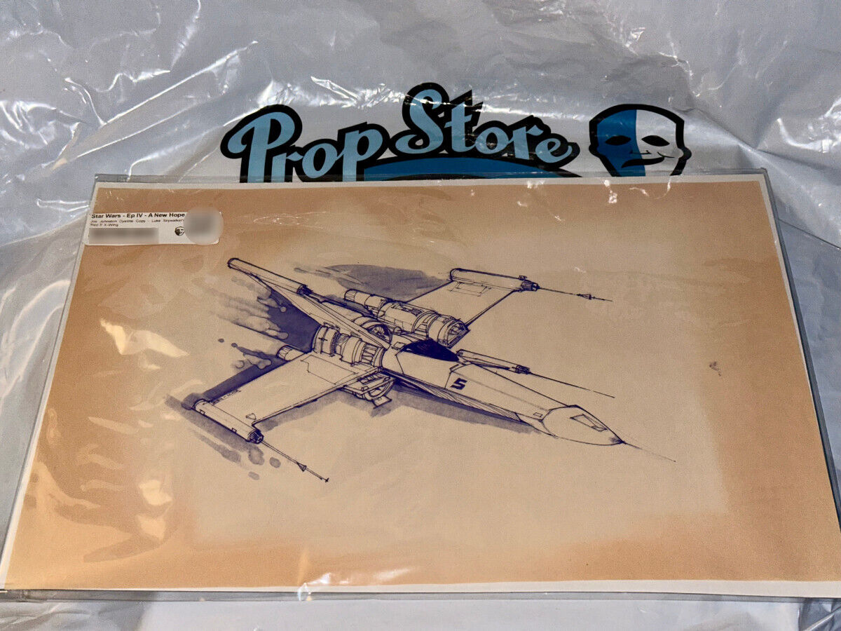 Propstore Joe Johnston X-Wing Dyeline copy of pre-production drawing