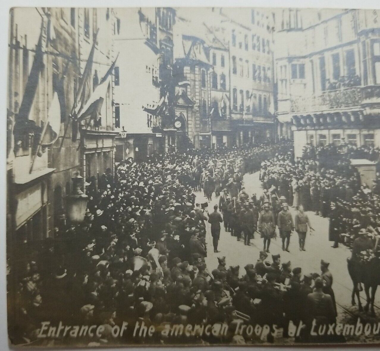 1918 WW1 RPPC Real Photo Postcard Entrance  💥American Troops At Luxembourg