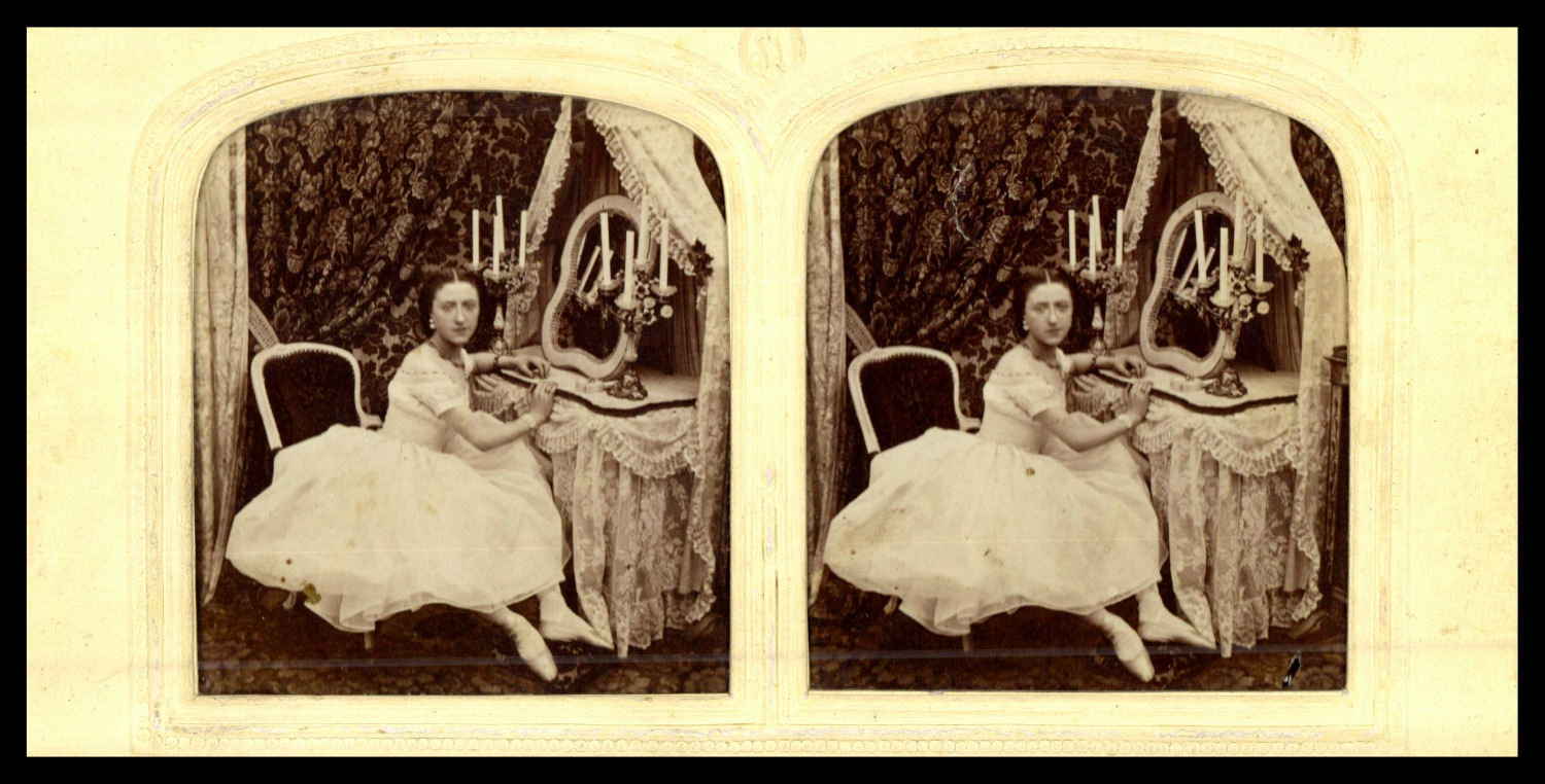 Woman with Her Hairdresser, ca.1870, Stereo Day/Night (French Tissue) Vintage Print s