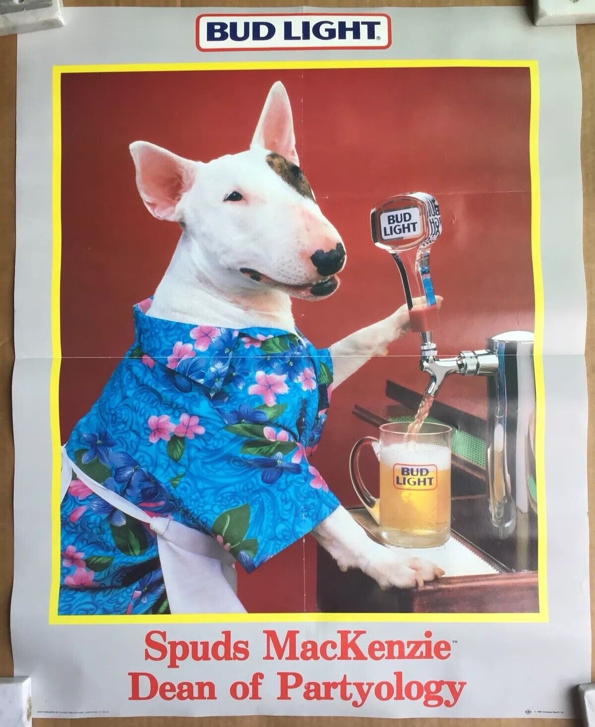 Bud Light Spuds Mackenzie Dean Of Partyology  Vintage Poster