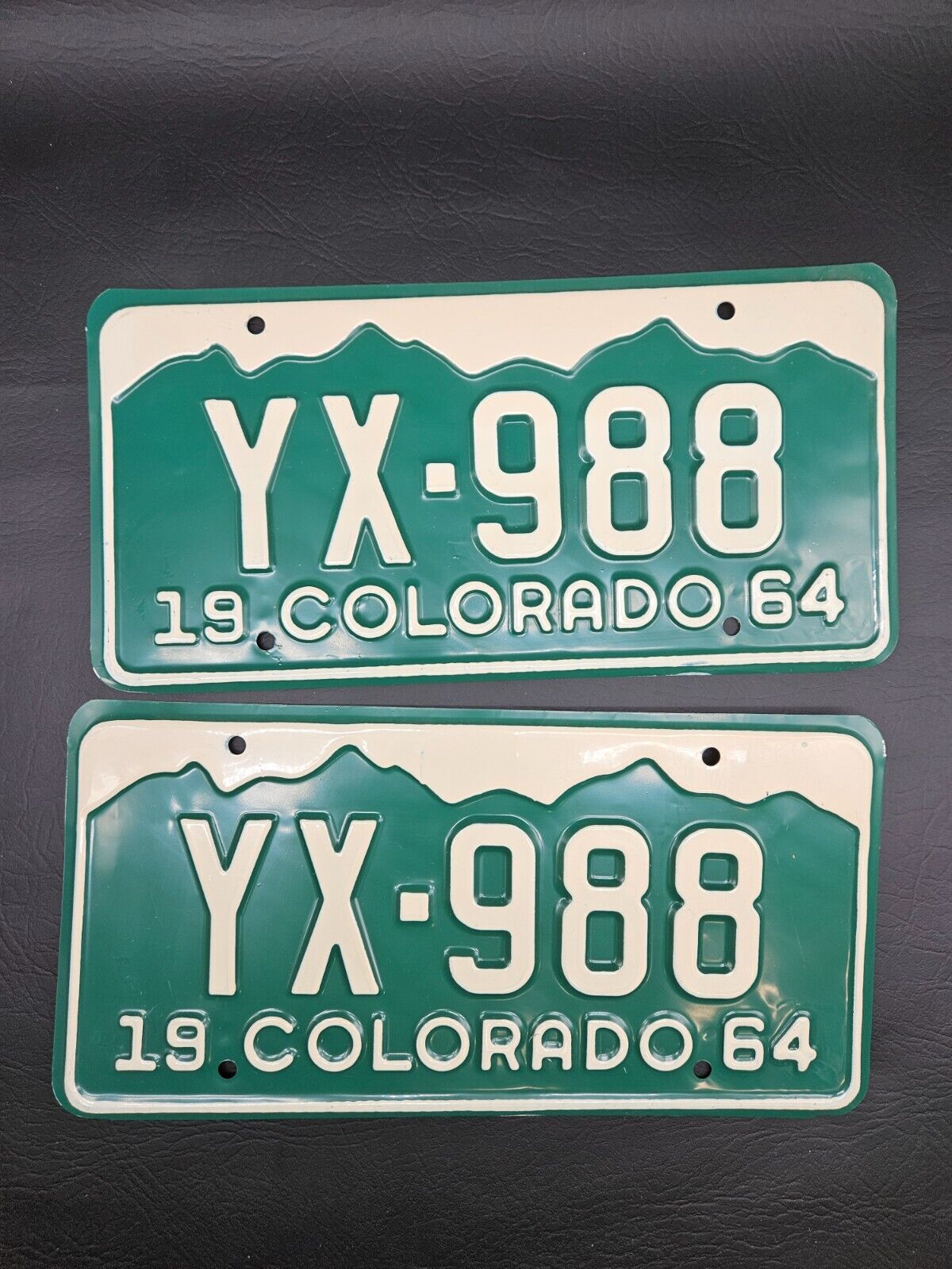 1964 Colorado License Plate Pair Douglas County Colorado YX-988 - NOS UnUsed