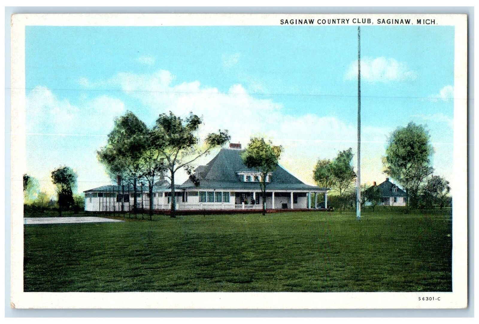 c1920\'s Saginaw Country Club Fields Building Saginaw Michigan Vintage Postcard