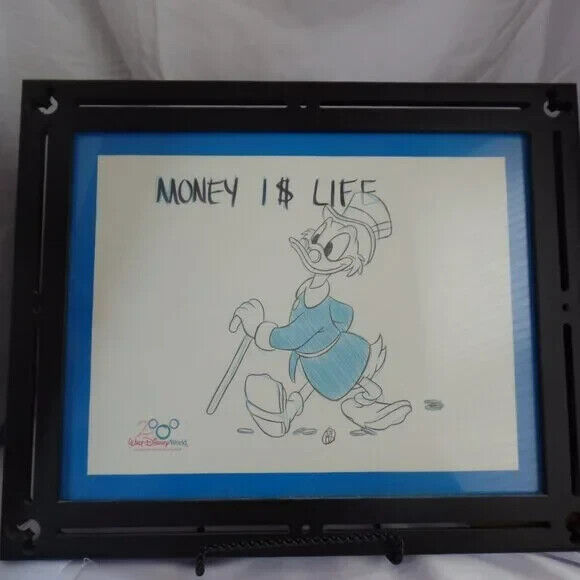 Framed Disney Hand Drawn Scrooge Mc Duck from 2000