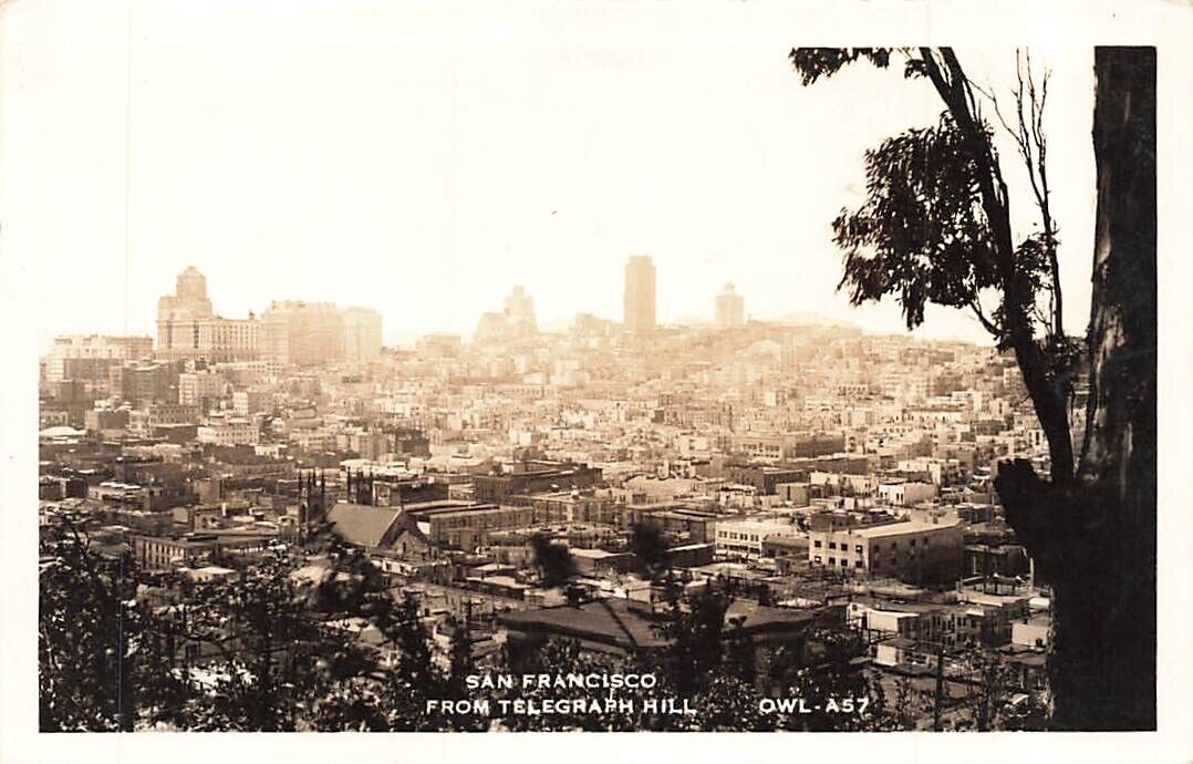 c1943 RPPC Aerial View From Telegraph Hill San Francisco CA Real Photo P546