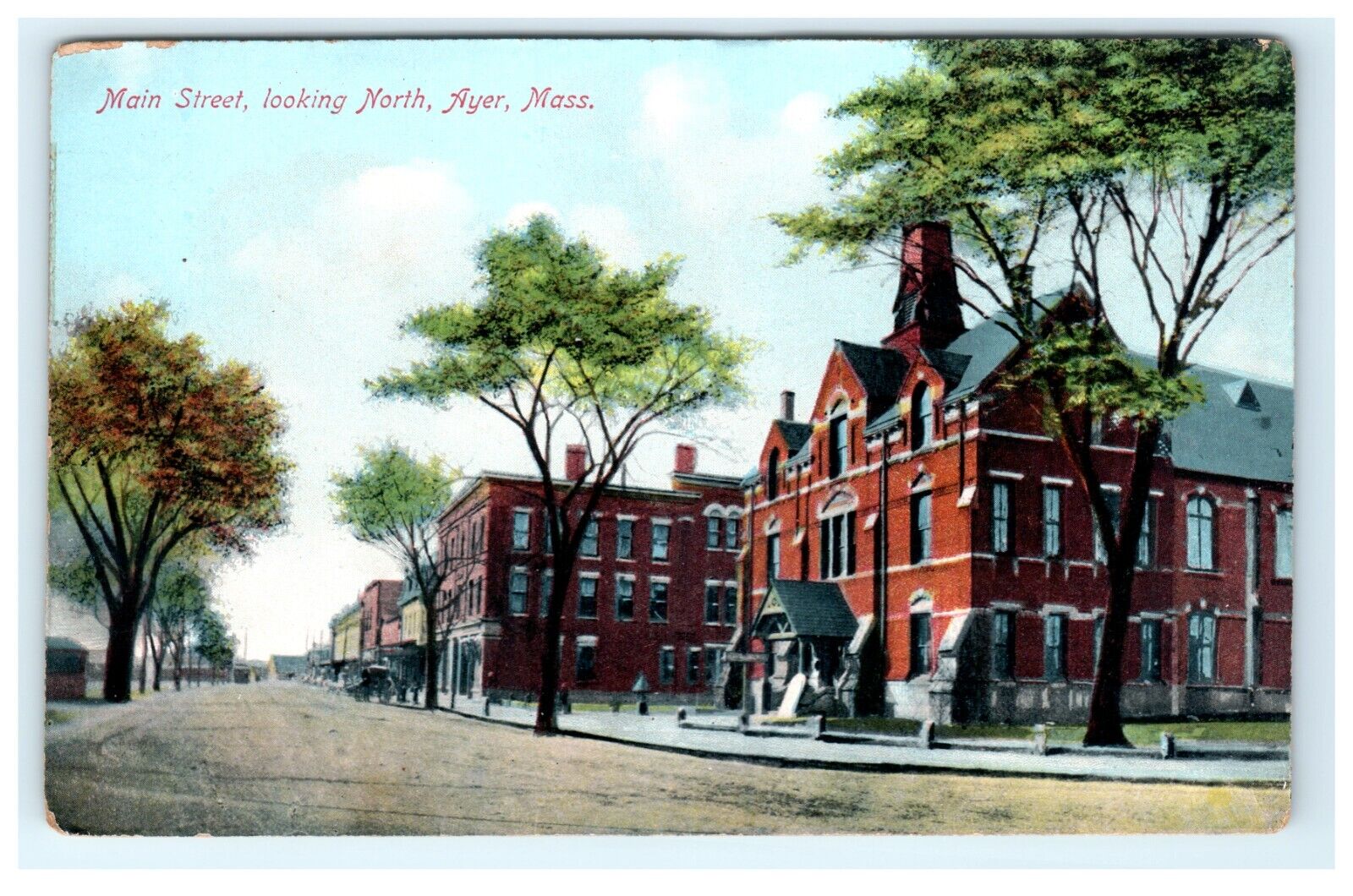 Main Street Looking North Ayer MA Massachusetts Postcard Early View