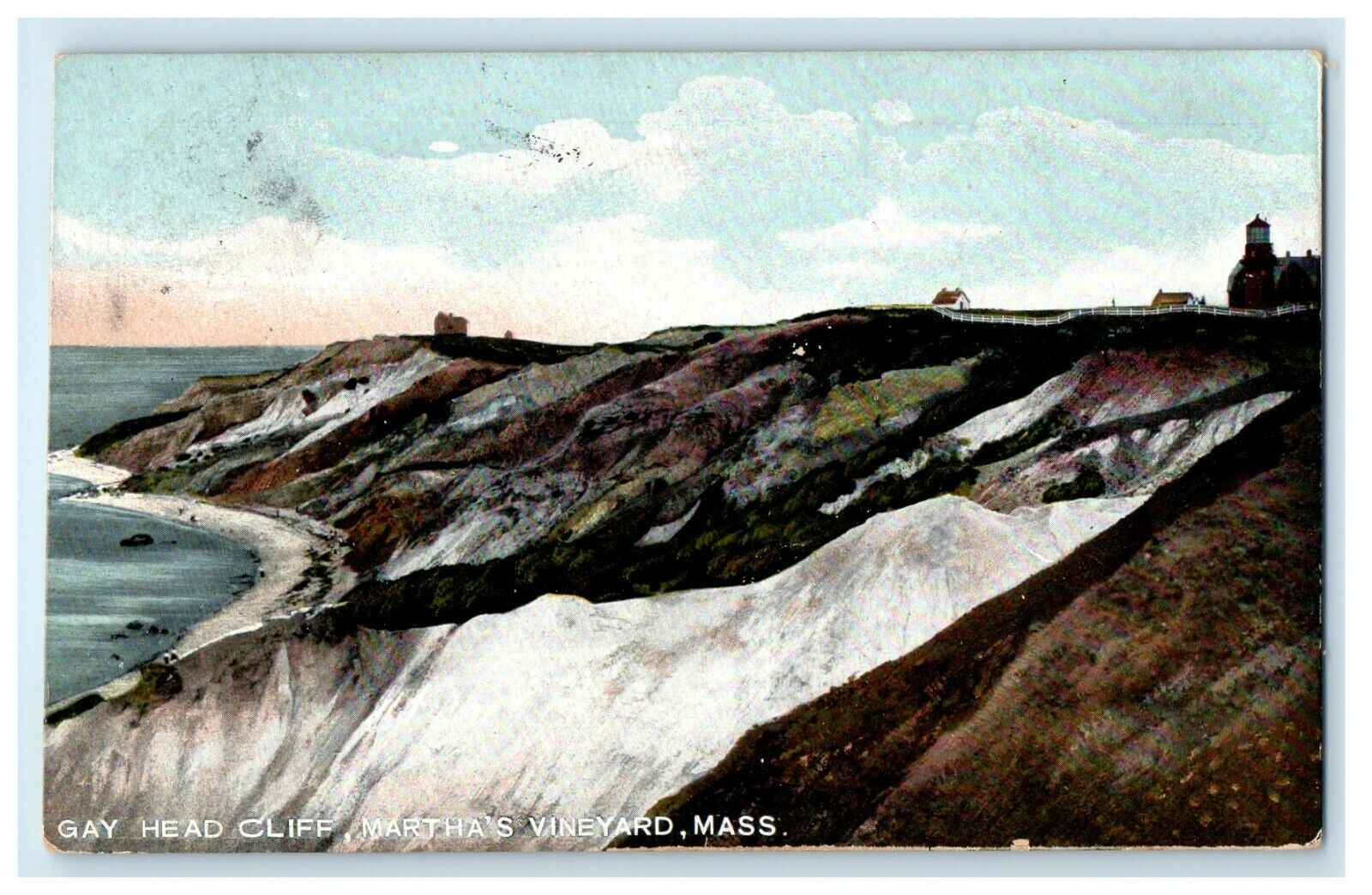 1908 Gay Head Cliff, Martha\'s Vineyard, Massachusetts MA Postcard