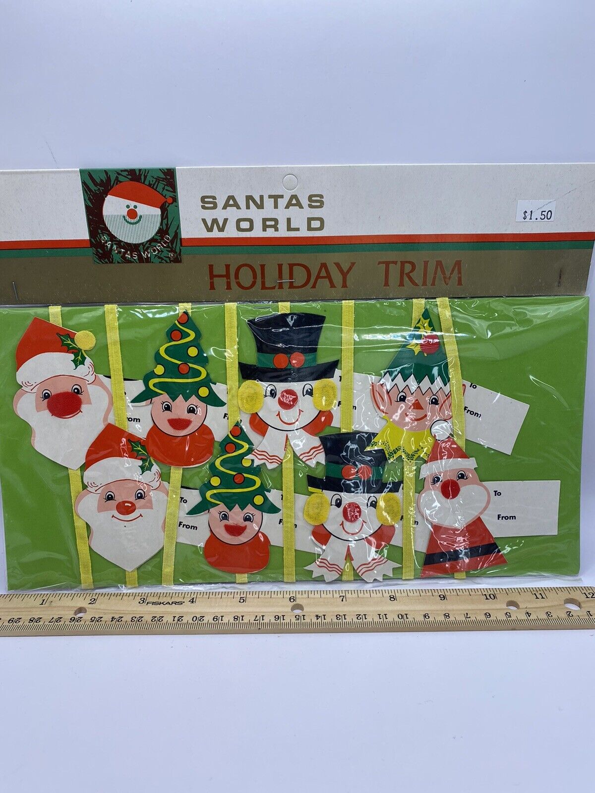 Vintage Santa’s World Christmas Gift Tags Santa Pixie Elf Snowman
