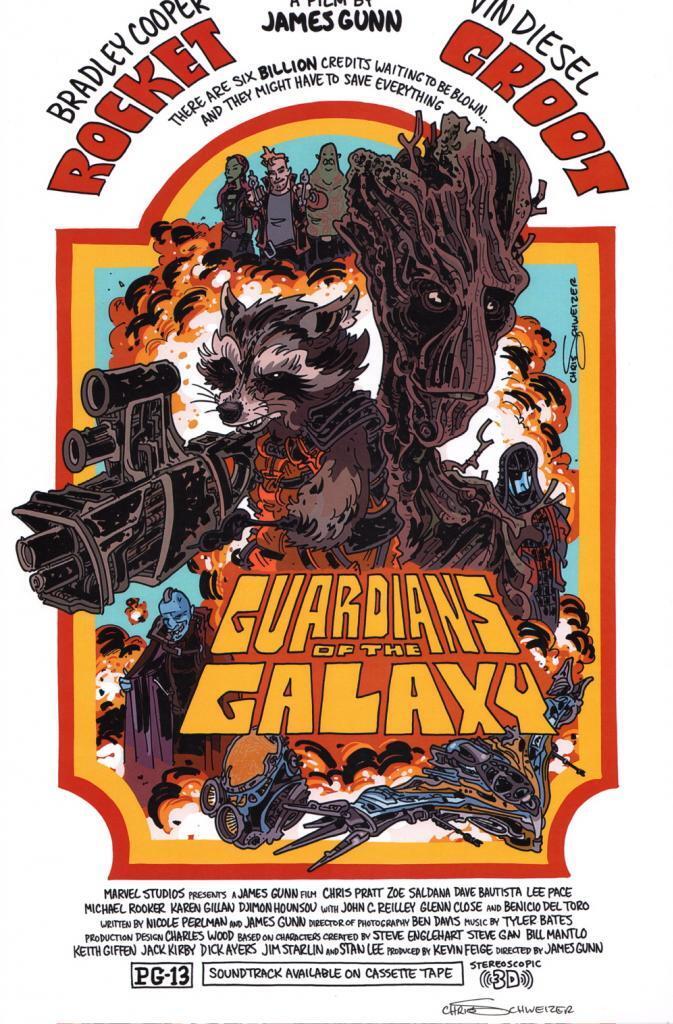 Chris Schweizer SIGNED Guardians of the Galaxy Marvel Art Print Rocket Groot 