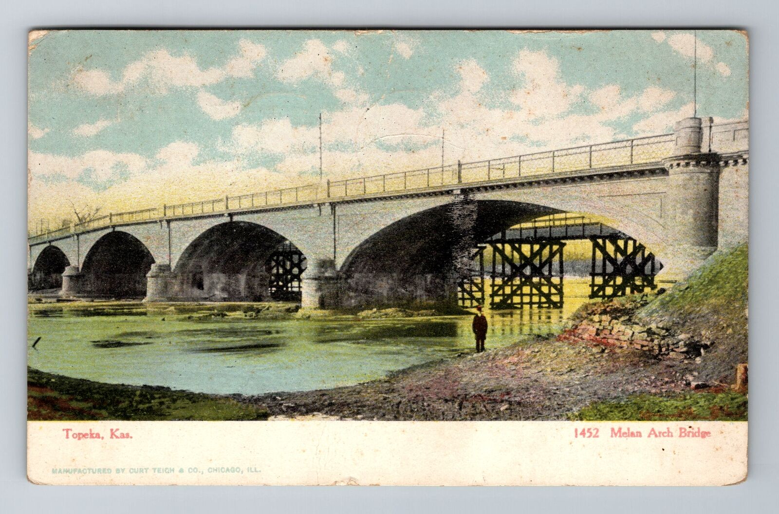 Topeka KS-Kansas, Melan Arch Bridge, c1908 Antique Vintage Souvenir Postcard