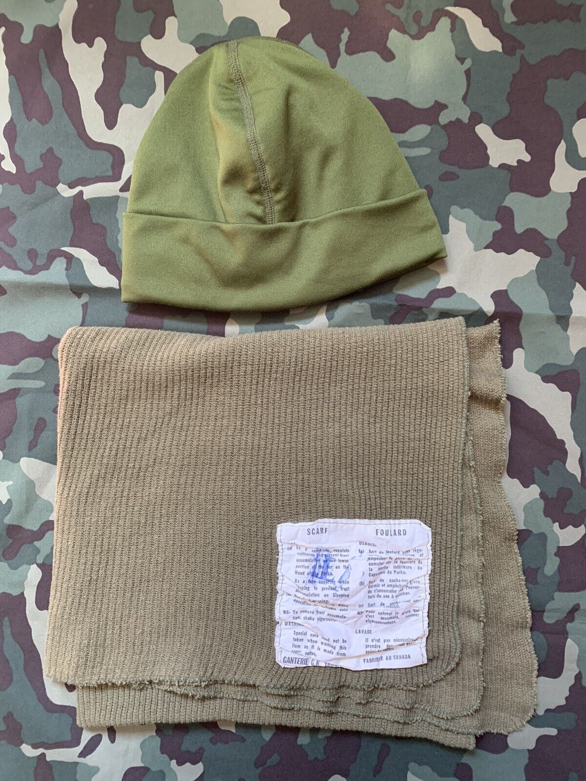Canadian Army Surplus Fleece Cap L-XL & Cotton Waffle Scarf
