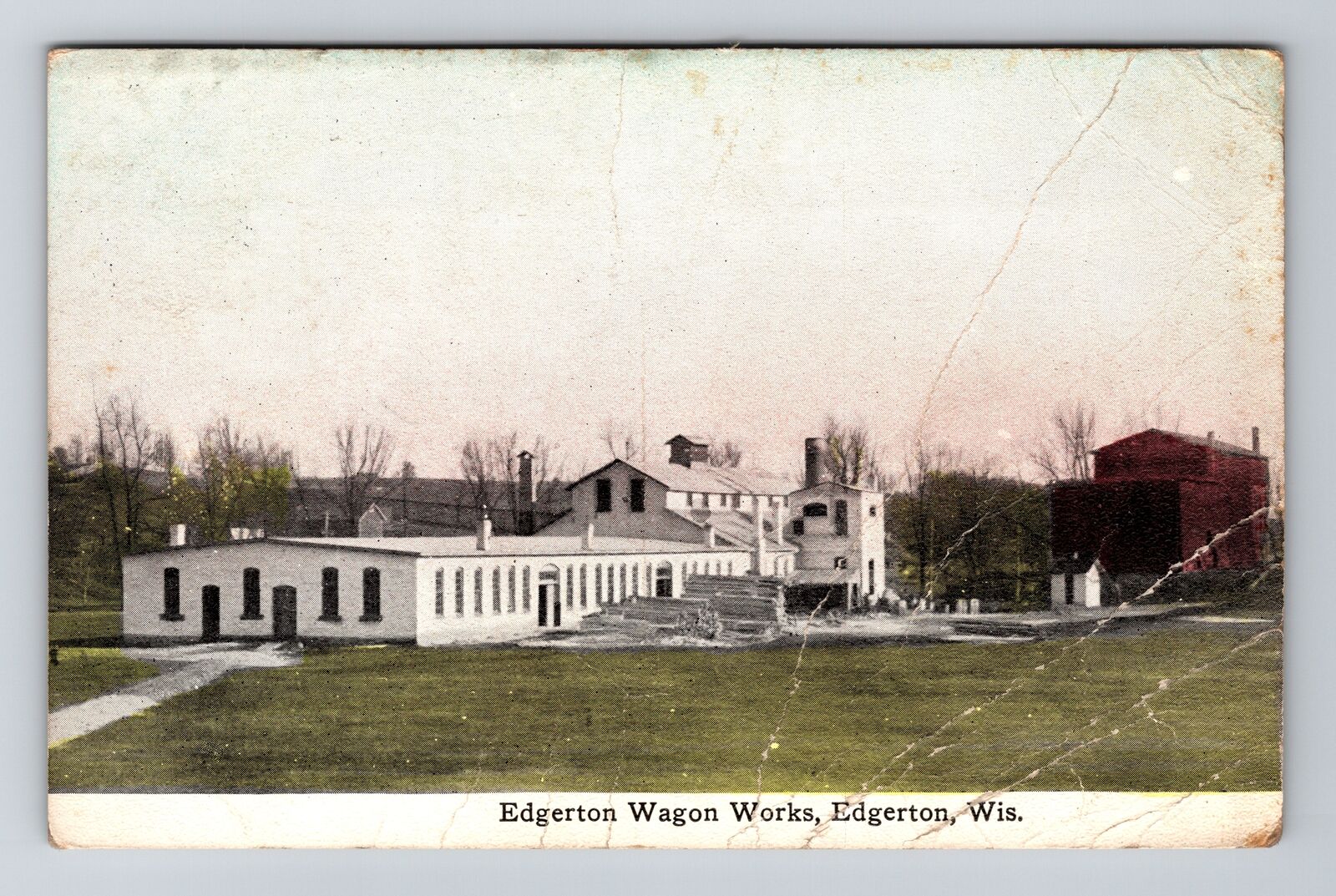 Edgerton WI-Wisconsin, Edgerton Wagon Works, Vintage c1911 Postcard