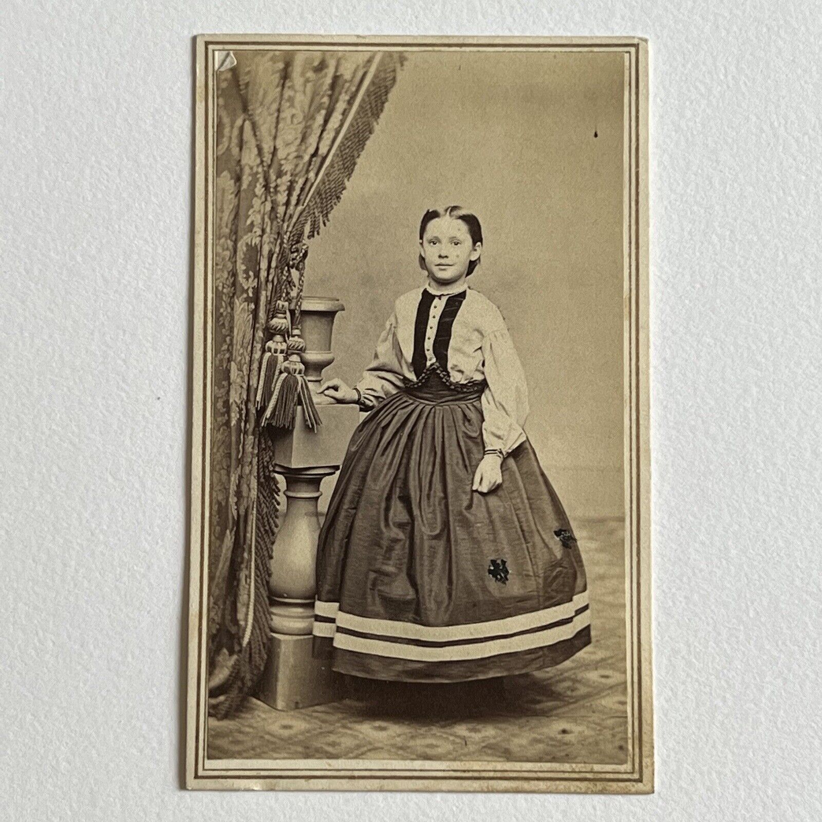 Antique CDV Photograph Fashionable Little Girl Kalamazoo MI Civil War Era