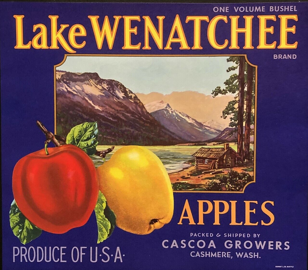 1940's Lake Wenatchee Blue Cascoa Growers Crate Label – Cashmere, Wash. “USA”