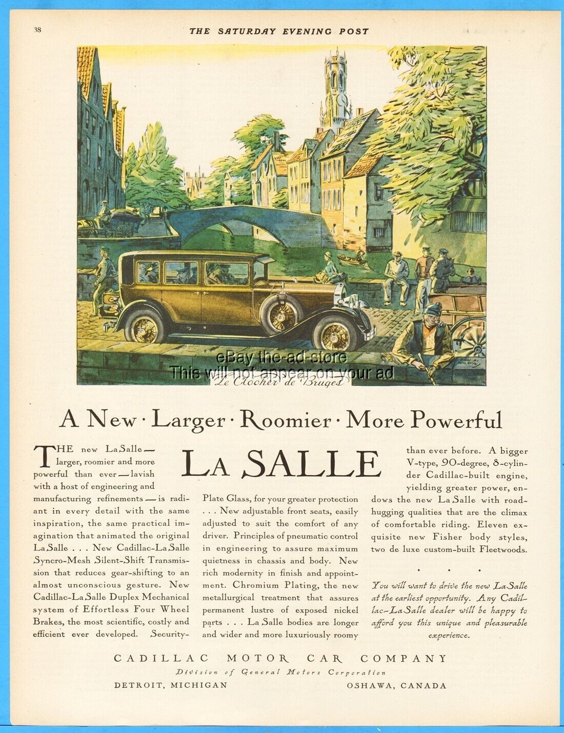 Vintage 1928 Lasalle Cadillac Automobile Car Edward Wilson Art 20s Print Ad