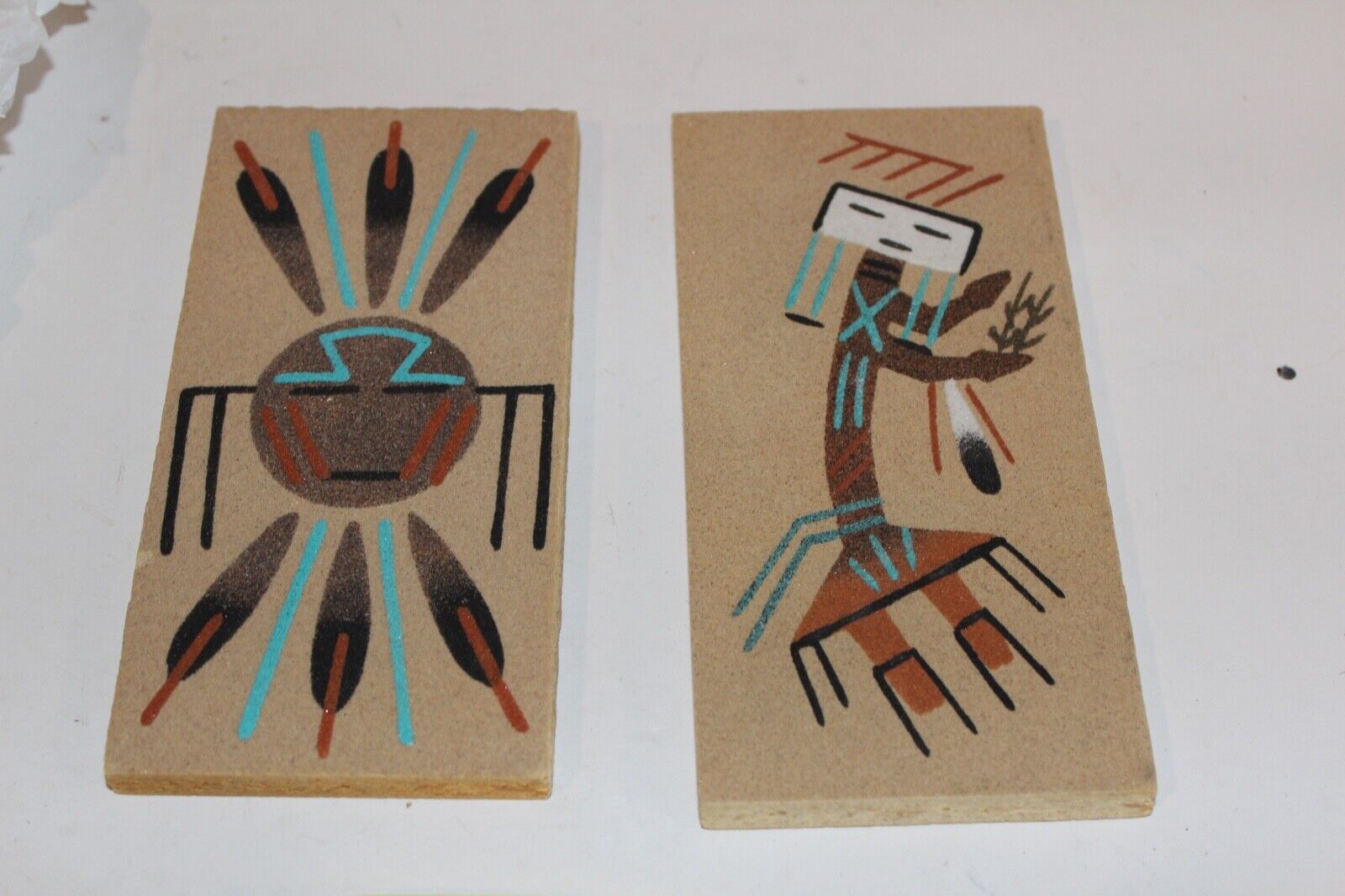 Navajo Sand Art Artist Signed From Taos New Mexico Lot of 2