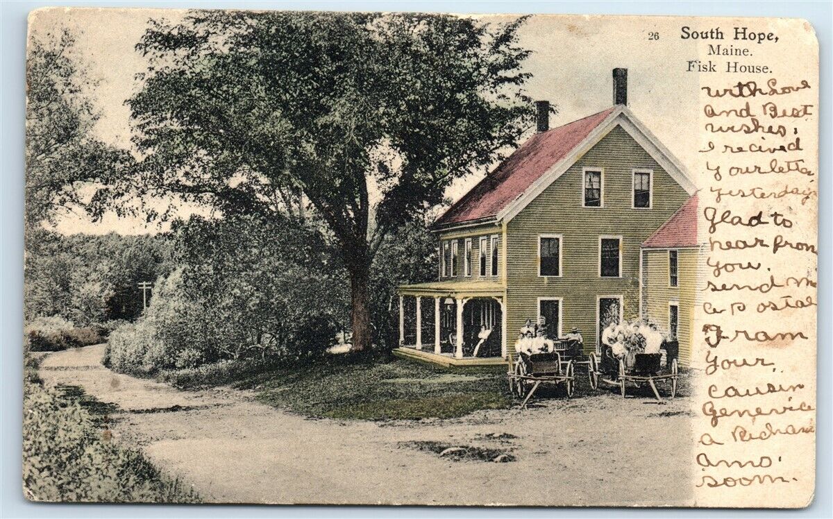 Postcard Fisk House, South Hope, Maine 1907 J108